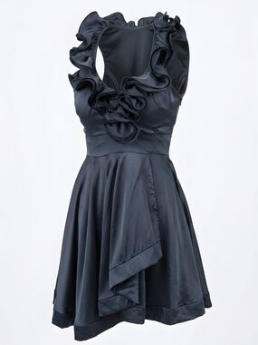 B Darlin Charcoal Asymmetrical Ruffle Dress